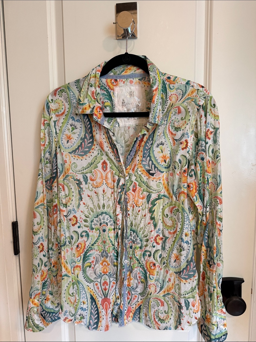 Lightweight XL Cino Women's Paisley Button-Front Shirt